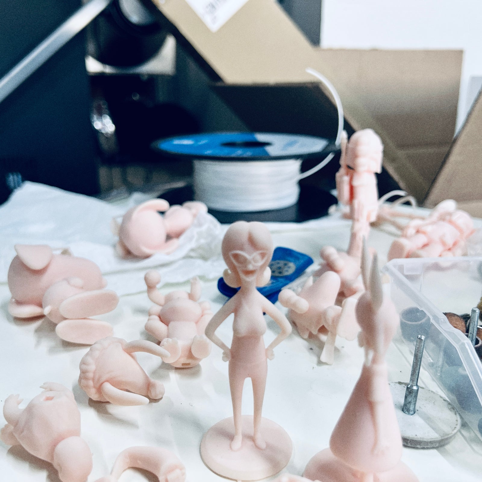 A set of 3D printed figures, depicting characters from a popular video game. The high level of detail and accurate representation is a testament to the capabilities of 3D printing technology.